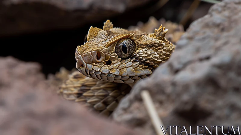 Venomous Horned Viper Snake Close-Up AI Image