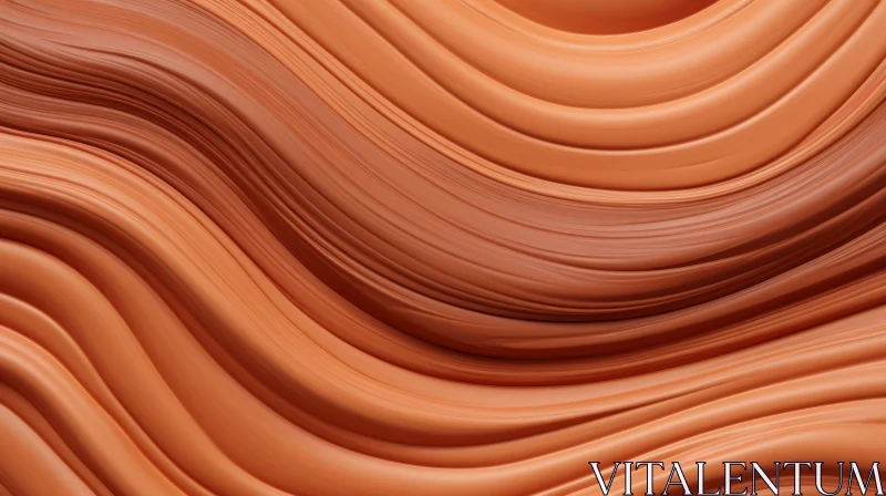 Wavy Surface Abstract 3D Rendering in Orange Brown Gradient AI Image