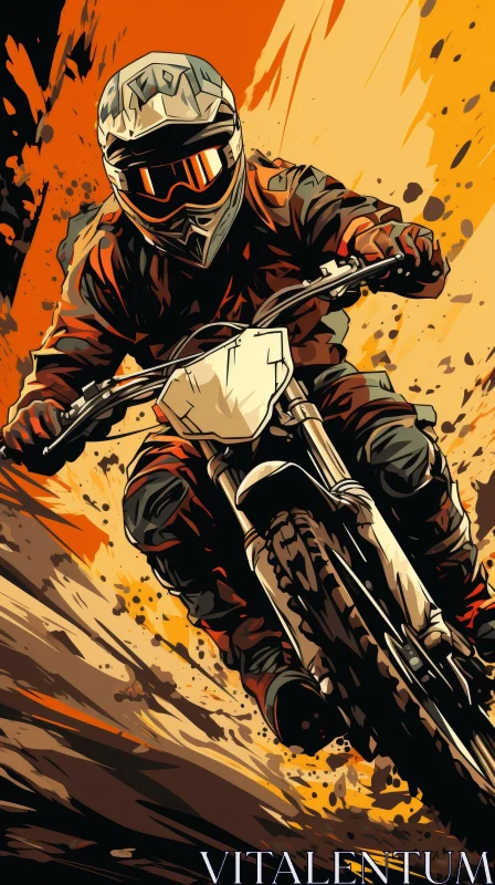 Dynamic Motocross Rider Jump Digital Painting AI Image