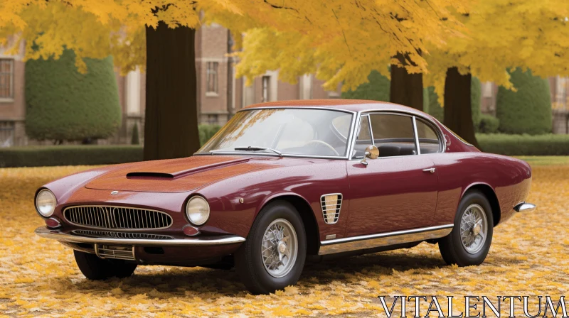 Elegant Classic Car on Autumn Lawn - Iconic Design AI Image