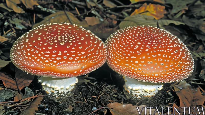 Enchanting Red Mushrooms in Forest AI Image