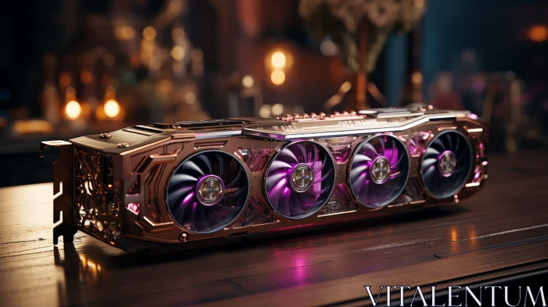 Steampunk Inspired High-End Graphics Card with LED Lights AI Image