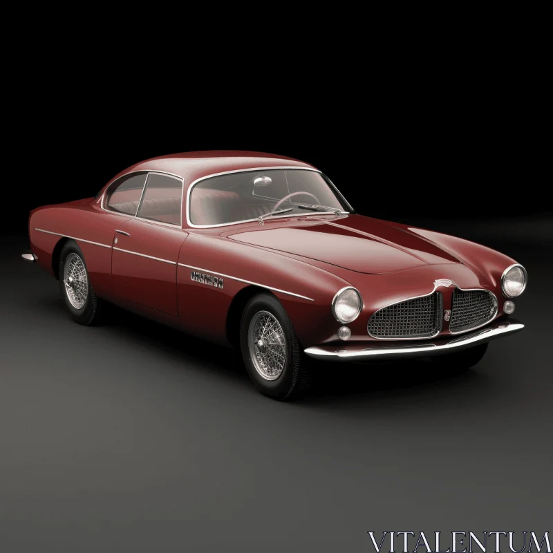 Striking Red Classic Car on Black Background | Photorealistic Rendering AI Image