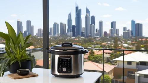 City View Modern Kitchen with Pressure Cooker