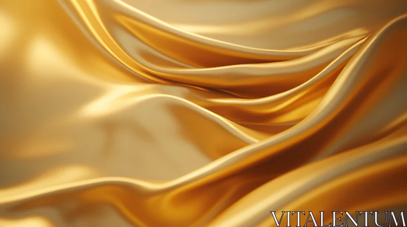 Luxurious Golden Silk Fabric Close-Up AI Image