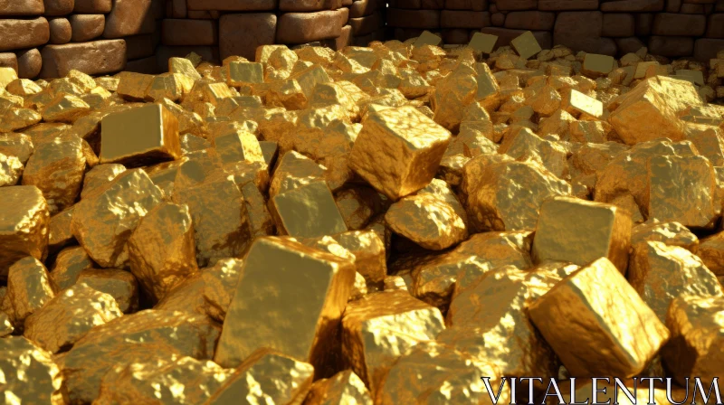 Opulent Gold Nugget 3D Rendering AI Image