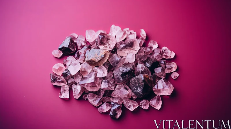 Pink and Purple Quartz Crystals on Deep Pink Background AI Image