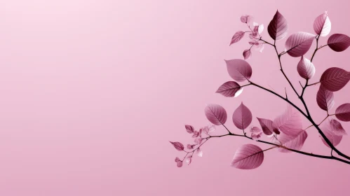 Pink Background with Realistic Pink Leaves