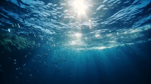 Serene Underwater Scene with School of Fish