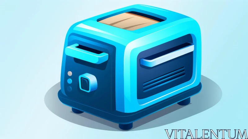 AI ART Blue Toaster 3D Rendering | Modern Kitchen Appliance