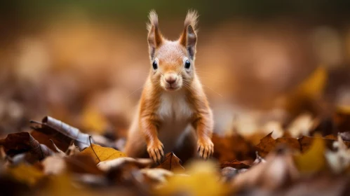Curious Red Squirrel Portrait in Nature