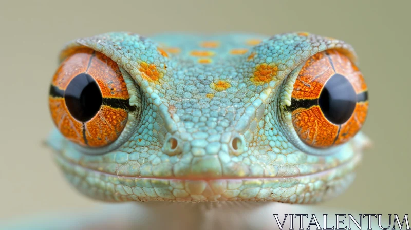 Mesmerizing Frog Close-Up with Bright Orange Eyes AI Image