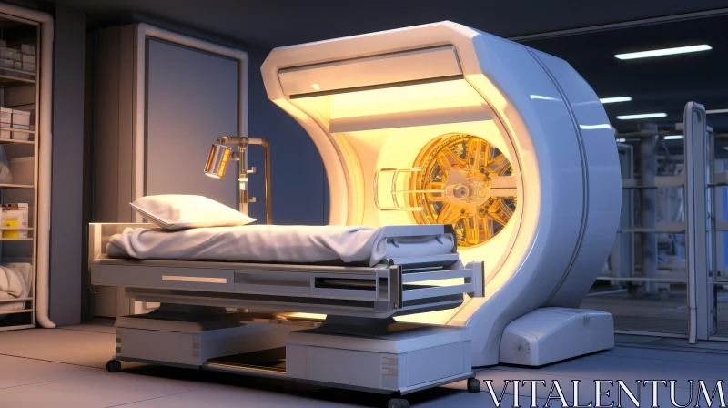 Modern Medical Room with Patient Bed and Scanner AI Image