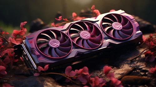 Pink and Black Graphics Card with Flowers