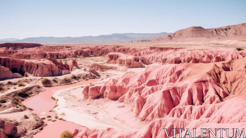 Pink Desert Landscape: Serene Nature View AI Image