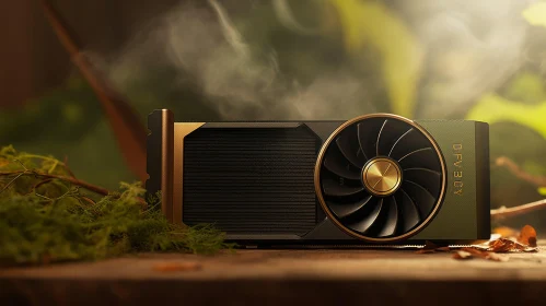 Sleek Black and Gold Graphics Card Product Shot