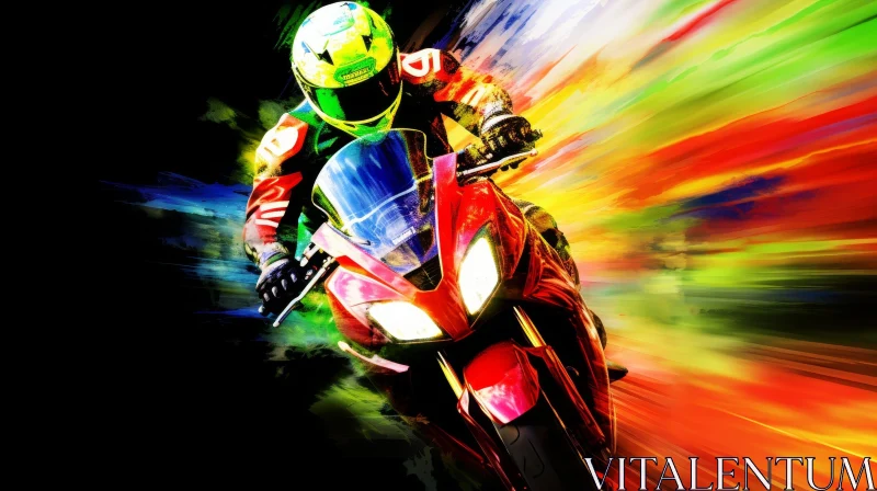 Speedy Motorcycle Racing - Colorful Action Shot AI Image