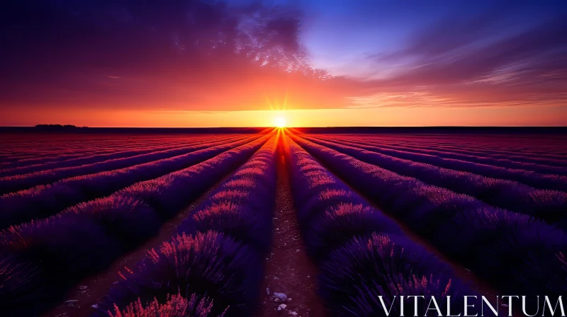 Tranquil Lavender Field at Sunset AI Image