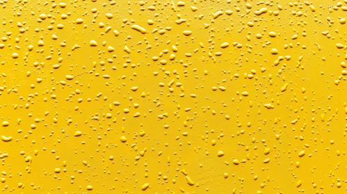 Yellow Painted Metal Surface with Water Droplets