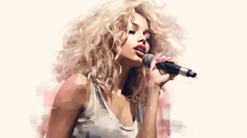 Young Woman Singing Painting - Realistic Artwork