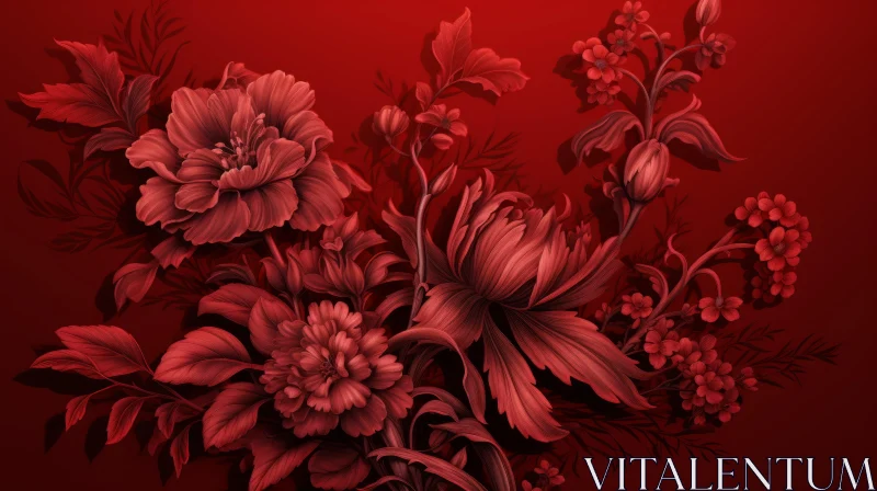 AI ART Dark Red Floral Arrangement on Background