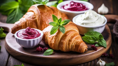 Delicious Croissants with Berries and Cream Cheese