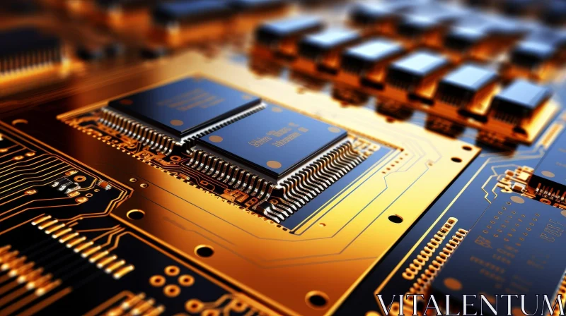 Detailed Close-Up of Printed Circuit Board with Electronic Components AI Image