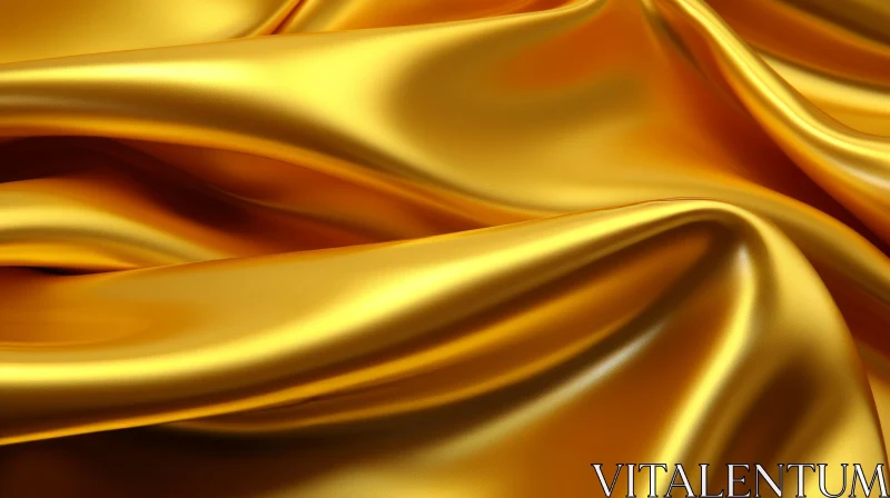 Luxurious Gold Silk Fabric Close-up View AI Image