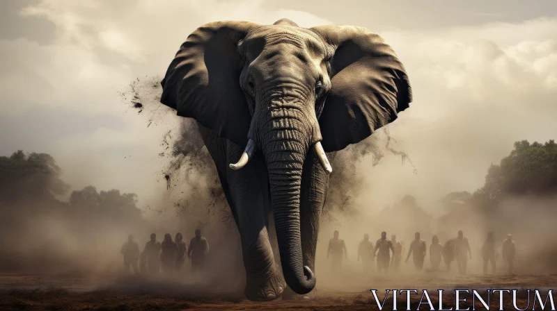 AI ART Powerful Elephant Charging - Digital Painting