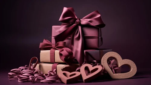 Purple Gift Stack with Bow on Background | Stock Photo