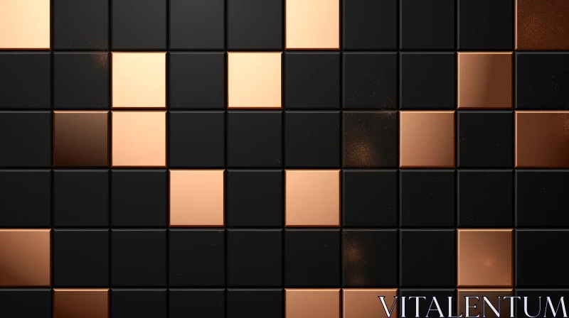 AI ART Black and Gold Tile Wall - 3D Rendering Texture Design