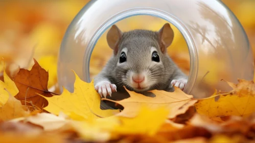 Curious Mouse in Autumn Forest