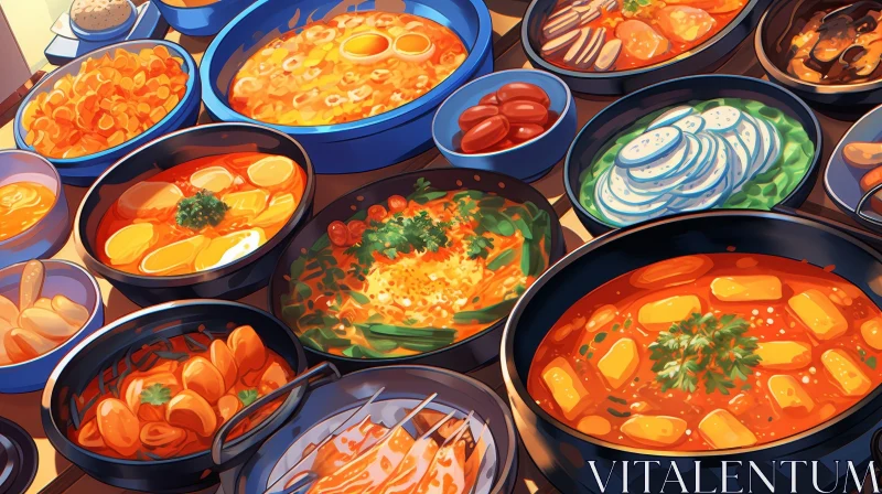 Delicious Korean Food Painting AI Image