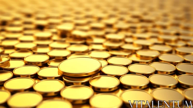 AI ART Staggered Gold Coins 3D Rendering
