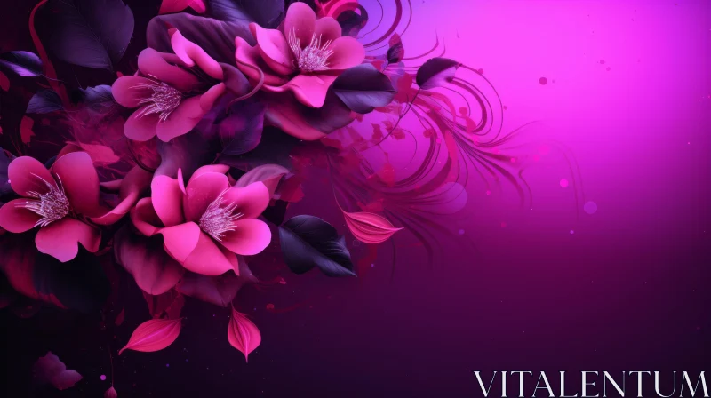 Detailed Floral Background in Pink and Purple AI Image
