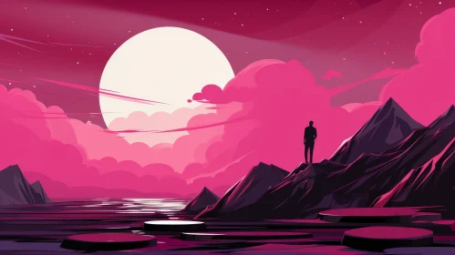 Enigmatic Pink Moon Landscape
