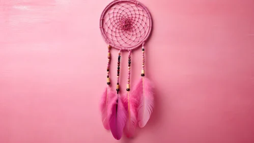 Pink Dreamcatcher Close-Up: Bohemian Handmade Craft