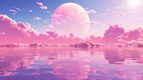 Pink Planet Serenity - Tranquil Landscape Art