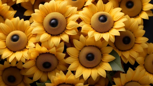 Sunflowers Bouquet Close-Up in Yellow Tones