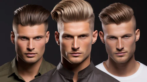 Casual Men Portrait with Different Hairstyles