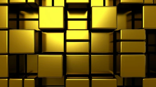 Luxurious Golden 3D Cubes Surface