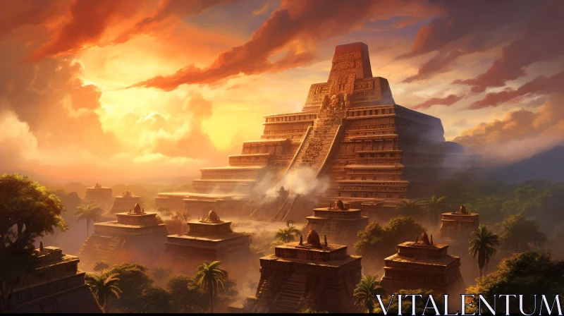Mysterious Ancient City Illustration AI Image