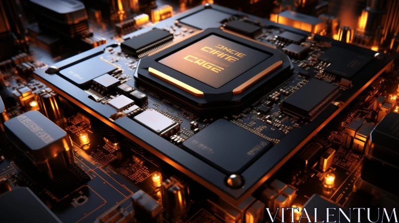 Black and Gold Computer Processor with NVIDIA AI Image