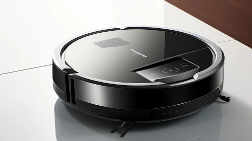 Black and Silver Robot Vacuum Cleaner - Modern Home Appliance