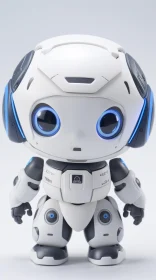 Friendly White Robot with Blue Eyes
