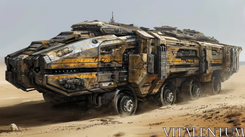 Futuristic Desert Vehicle - Action-Packed Scene AI Image