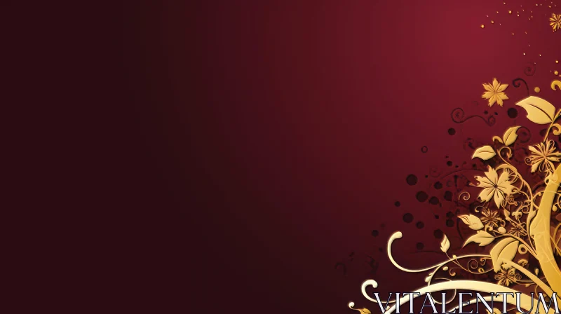 AI ART Red and Golden Floral Background Design