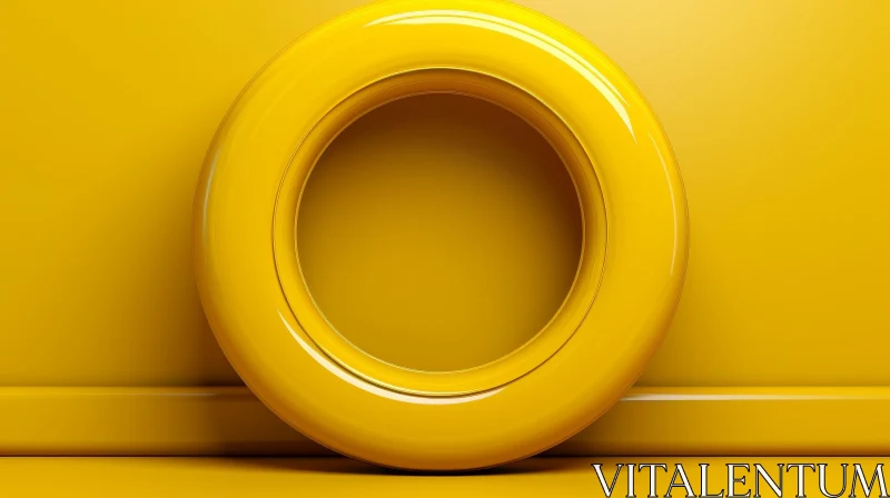 Yellow Glossy Torus on Background AI Image