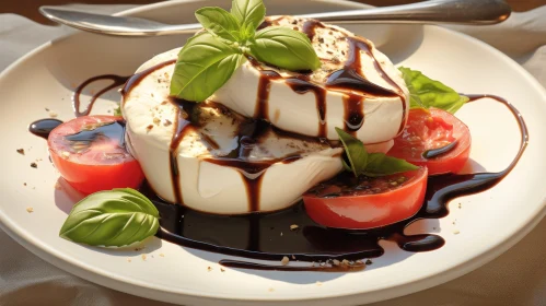 Cheese and Basil Delight on Plate