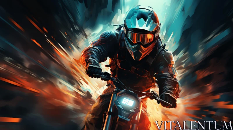 Man Riding Motorcycle - Action Packed Shot AI Image